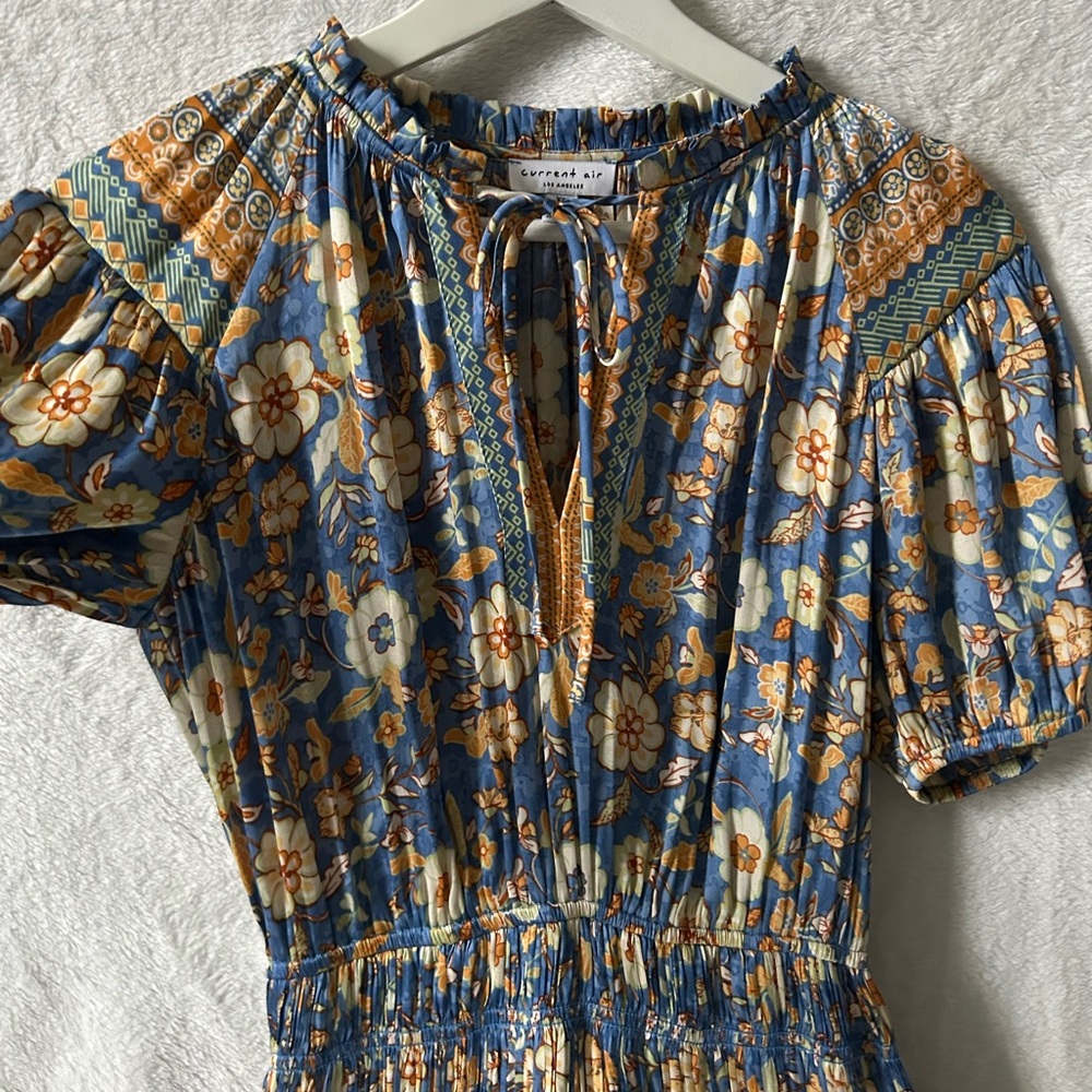 Current Air Floral Dress with Tie Neck